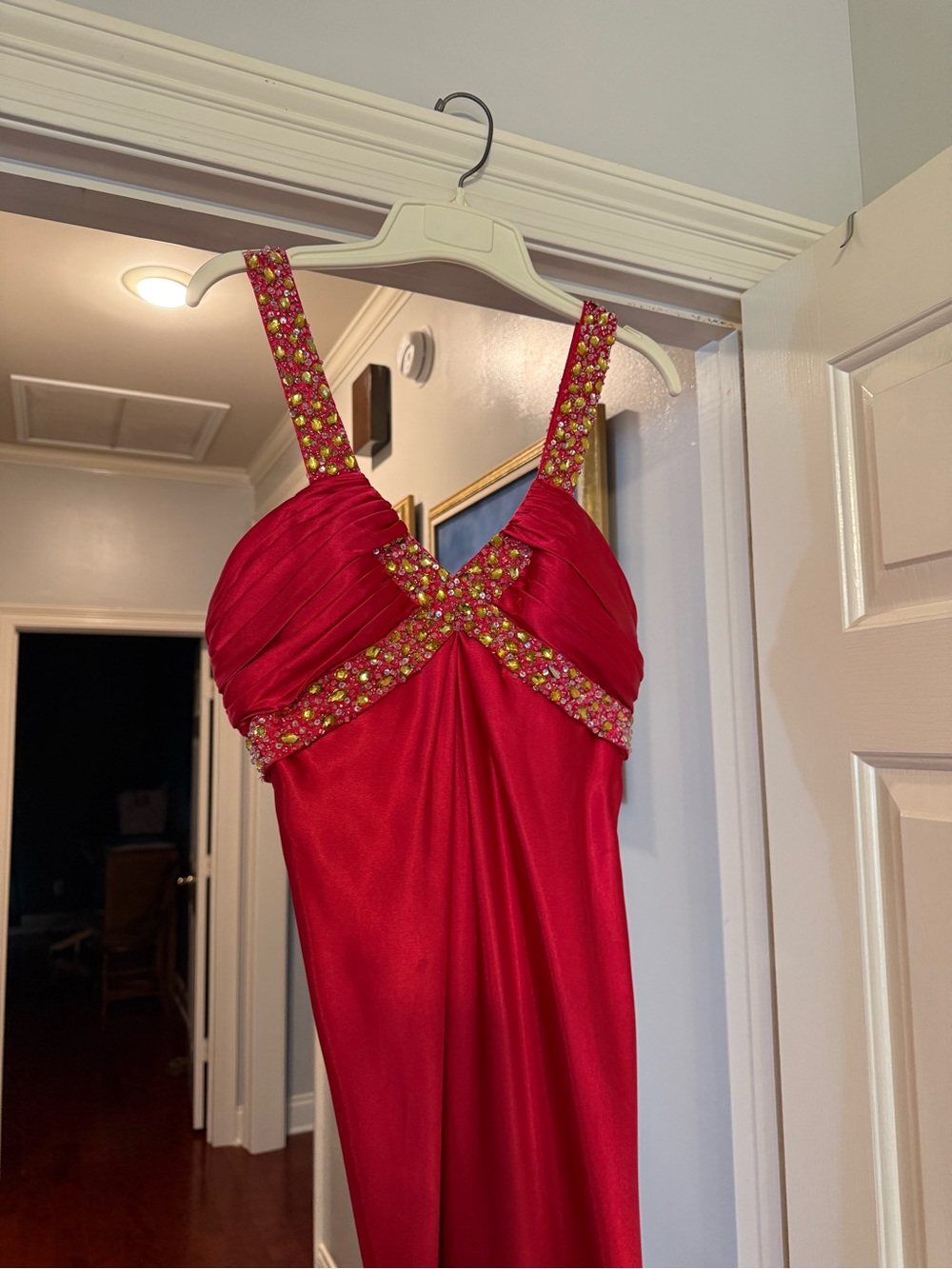 Maggie Sottero Red Beaded Prom Gown